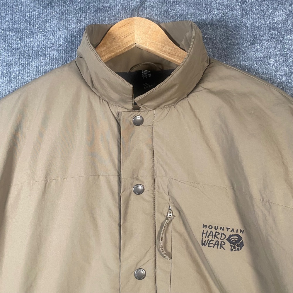 Mountain Hardwear Snap Front Insulated Jacket Mens XL Tan Sherpa Lined Gorpcore